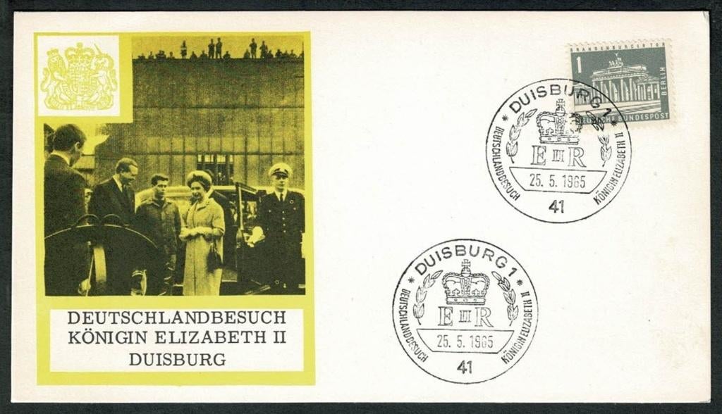 Royalty Queen Elizabeth II Staatsbezoek B.R.D./Duisburg 1955, Ophalen of Verzenden, Buitenland, Kaart, Foto of Prent