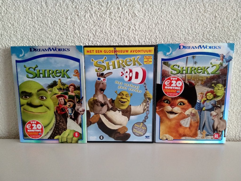 3 DVD'S van SHREK, Europees, Gebruikt, Overige typen, Ophalen of Verzenden