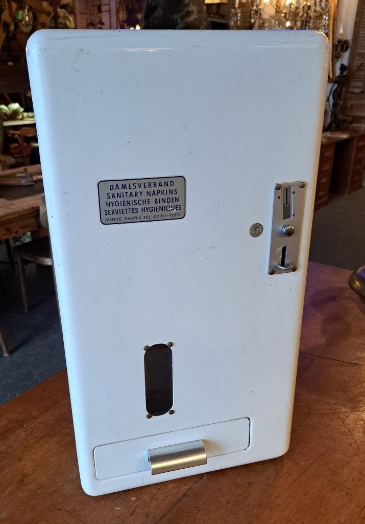Echte oude emaille wandautomaat voor damesverband 60 cm, Antiek en Kunst, Ophalen