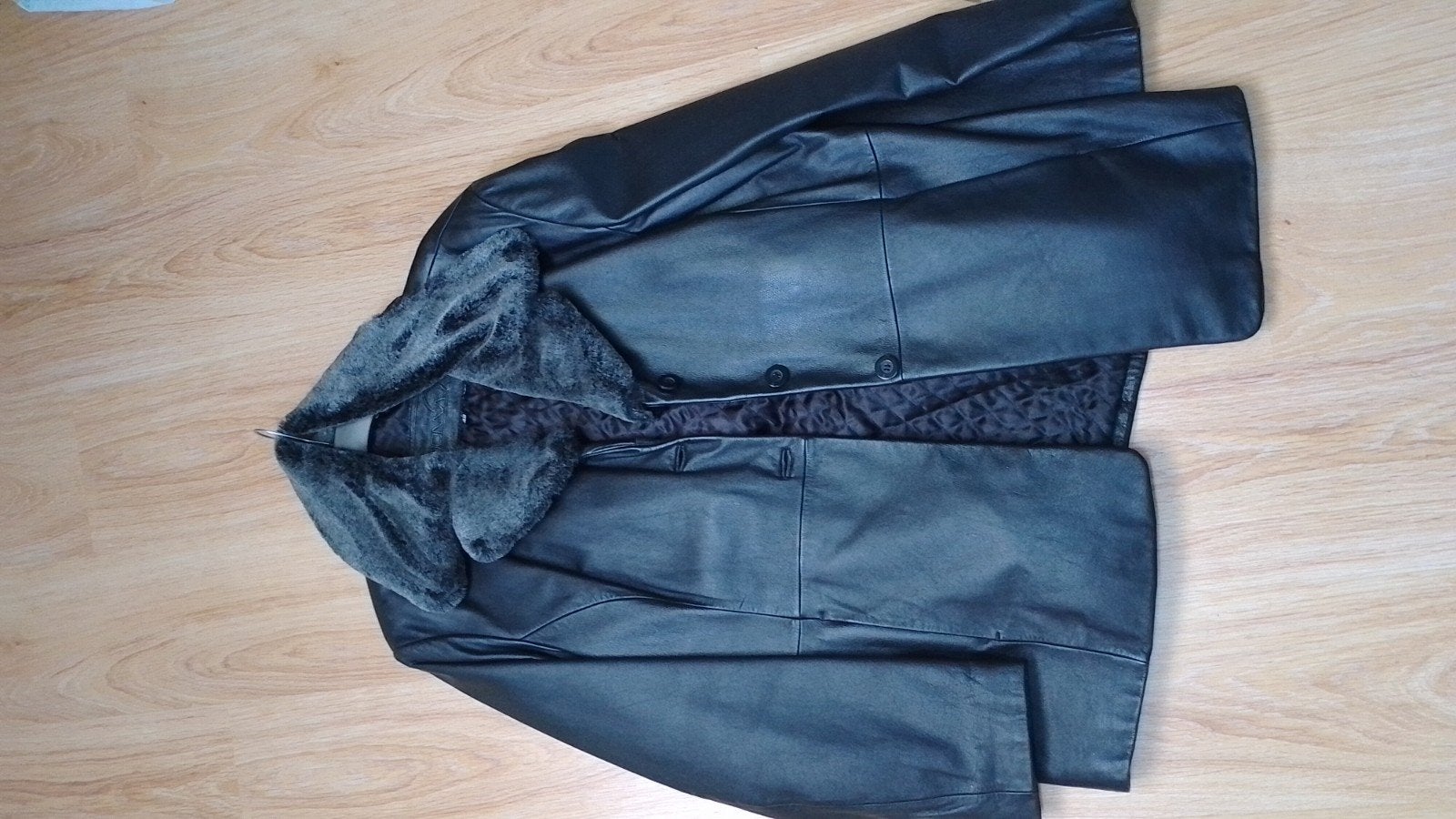 Leren jas Dames maat 48/50 met verwijderbare kraag, Ophalen, Zo goed als nieuw, Maat 46/48 (XL) of groter, Zwart