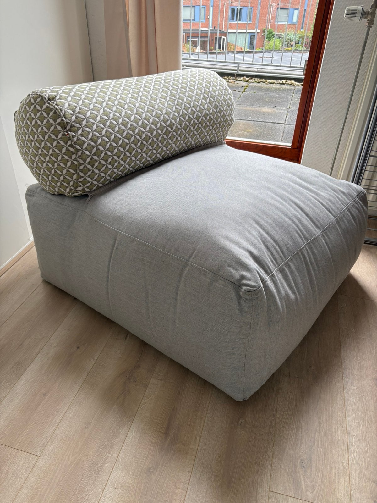 Grijs/groene lounge stoel Fatboy, Ophalen, Zo goed als nieuw, Kunststof