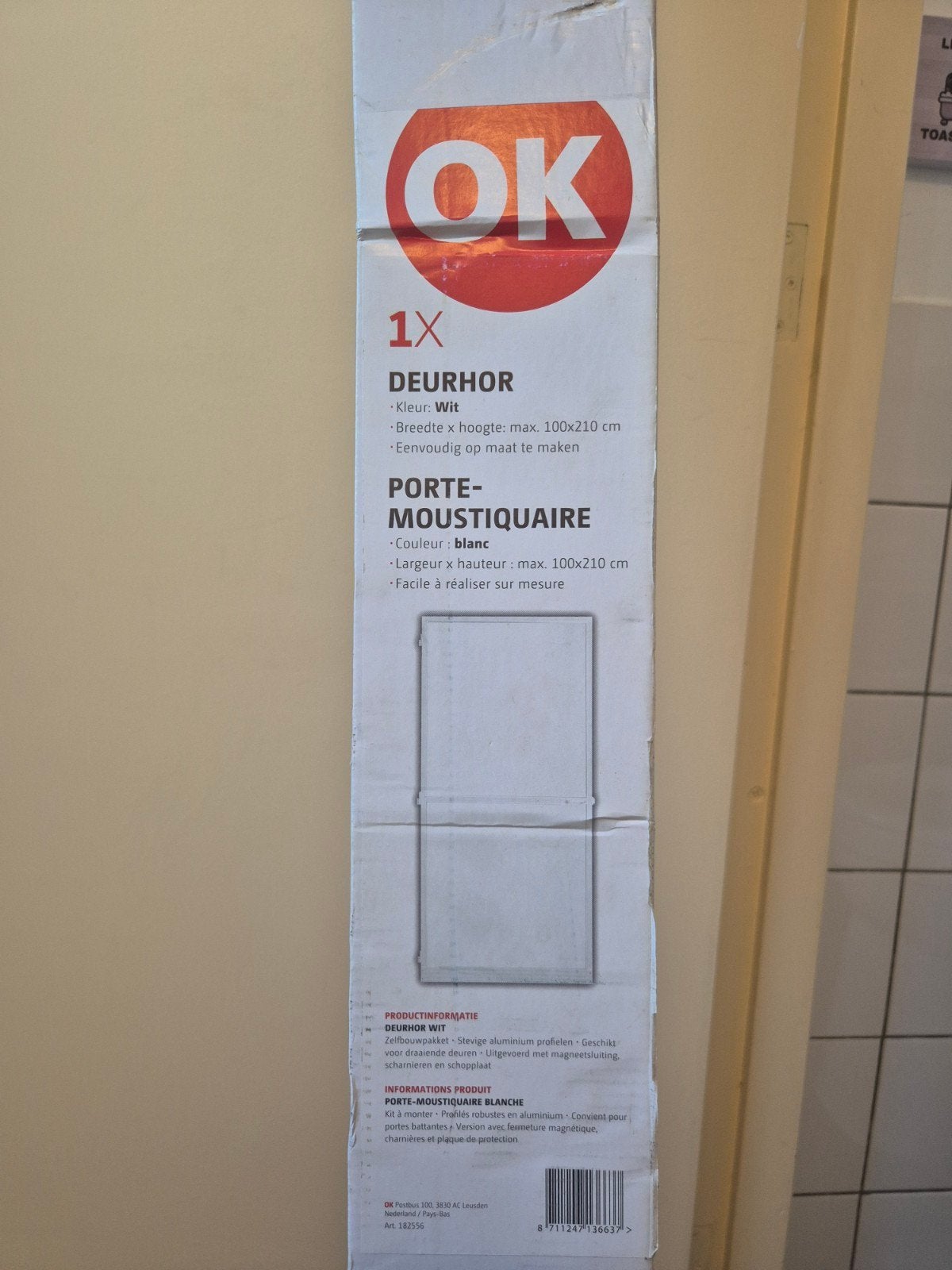 OK Deurhor Wit - Max. 100x210 cm, Doe-het-zelf en Verbouw, Deuren en Horren, Ophalen, 80 tot 100 cm, Hordeur, Nieuw