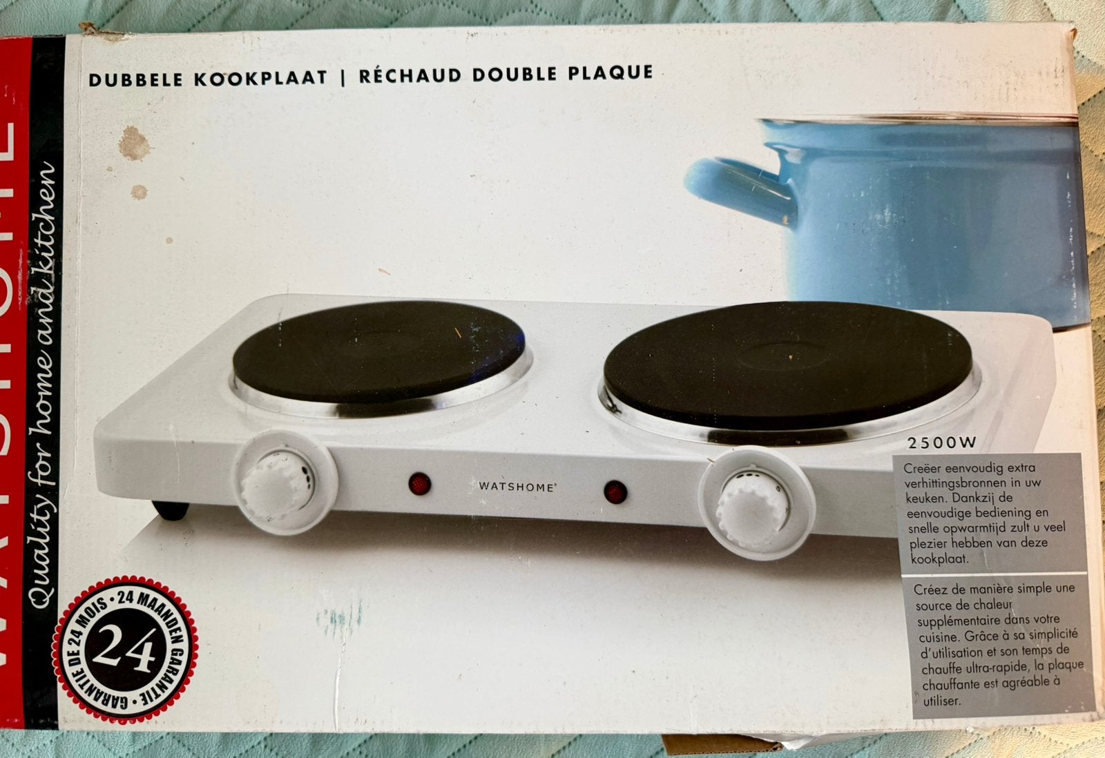 Watshome elektrische dubbele kookplaat - 2500 Watt, Witgoed en Apparatuur, Nieuw, 3 kookzones of minder, Ophalen of Verzenden