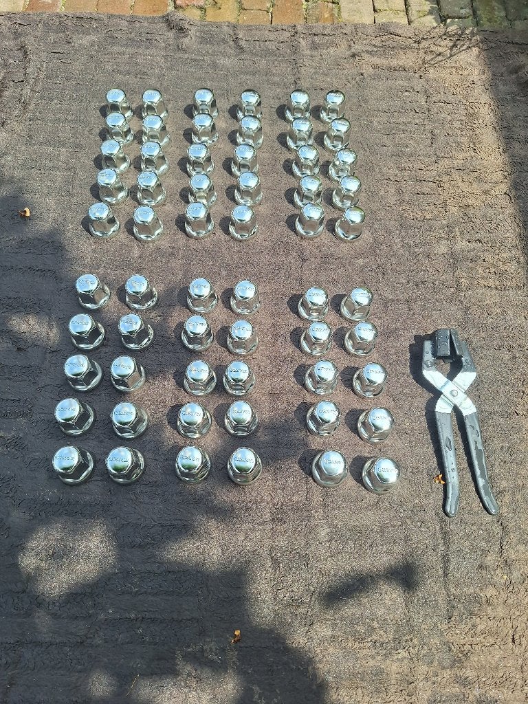 60 wielmoerkappen rvs scania , stiholt 33mm, Auto-onderdelen, Ophalen of Verzenden, Gebruikt, Scania, Overige Auto-onderdelen