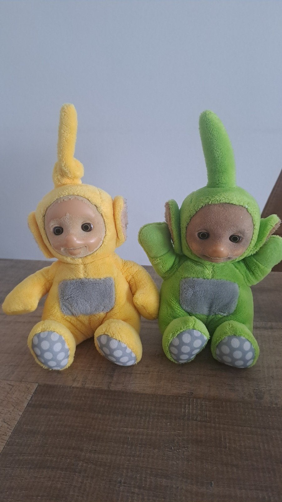 Teletubbies Dipsy en Laa-Laa knuffels 18 cm, Gebruikt, Overige karakters, Overige typen, Ophalen of Verzenden