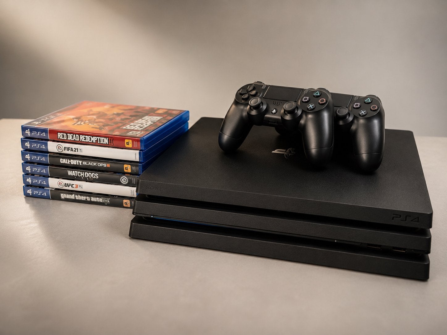 PS4 Pro met 2 controllers en 5 games, Spelcomputers en Games, Spelcomputers | Sony PlayStation 4, Met games, Met 2 controllers