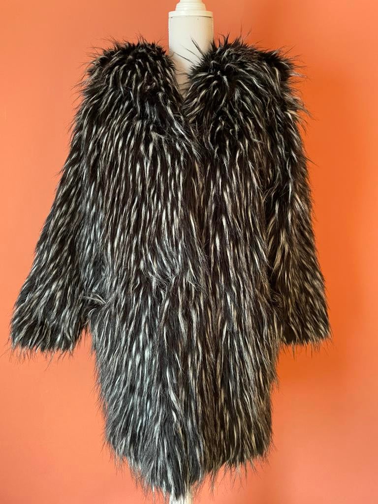 Reinders zwart wit gemeleerde teddy jas maat 36/38, Kleding | Dames, Verzenden, Zo goed als nieuw, Maat 36 (S), Zwart