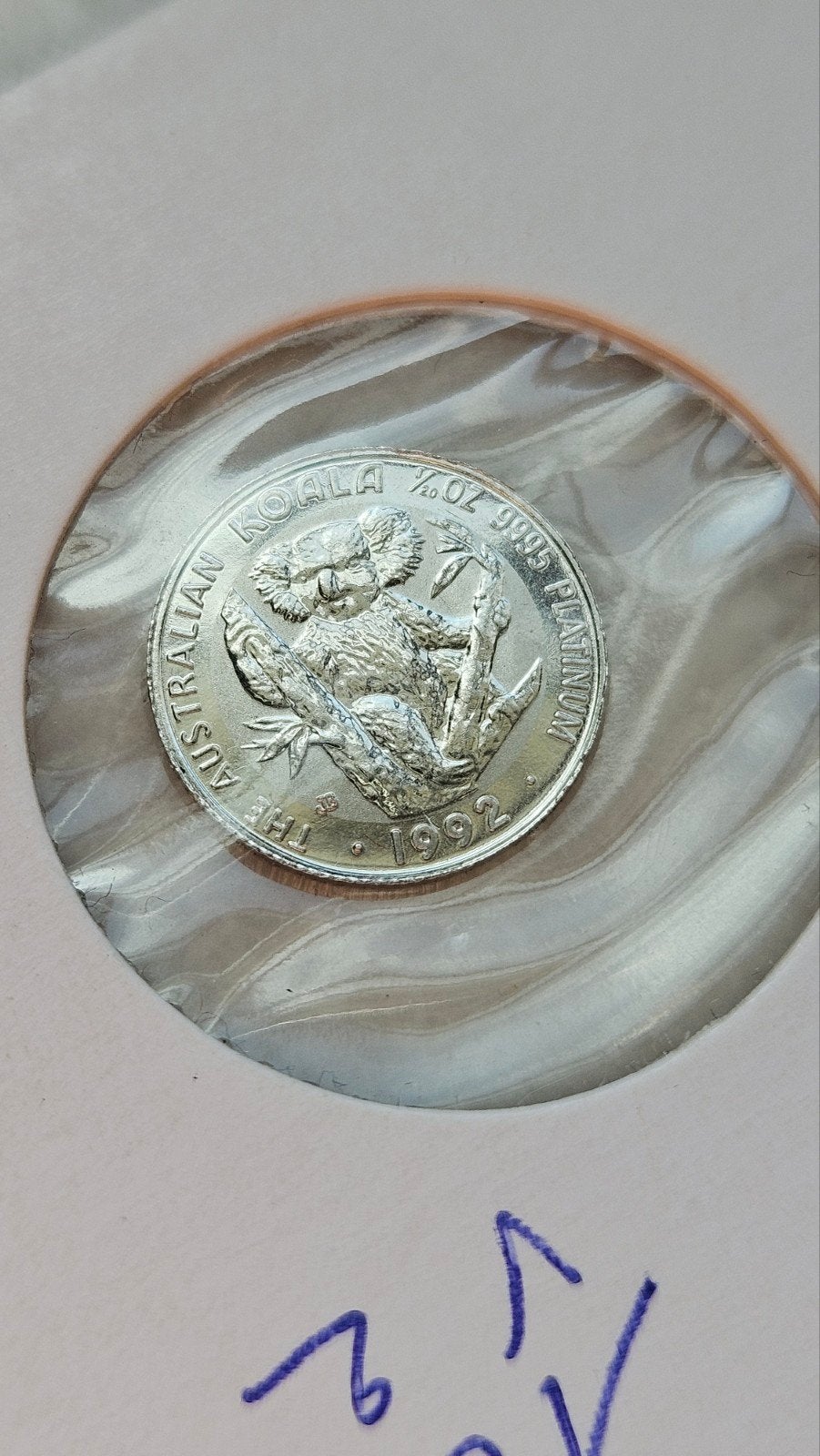 1/20 ounce platina 1992 koala, Ophalen of Verzenden, Overige materialen