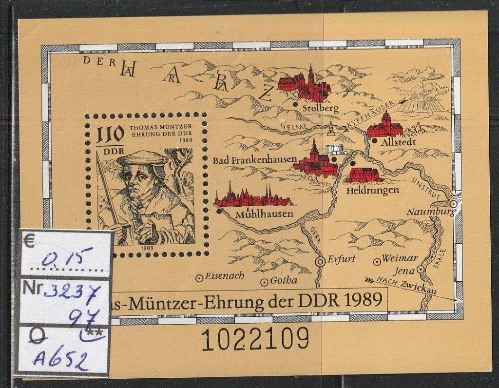 DDR Müntzer Blok 97 Michel 3237 Nr.A652p, Verzenden, DDR, Postfris