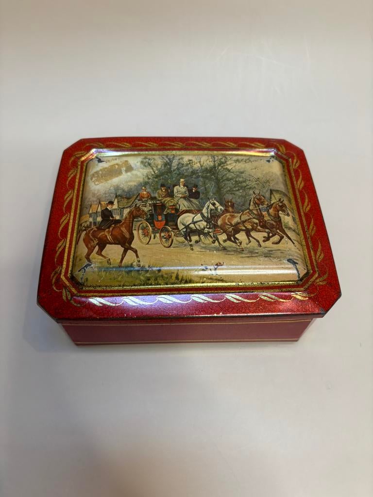 Vintage AH blikje met koets afbeelding, Verzamelen, Blikken, Ophalen of Verzenden, Gebruikt, Overige, Overige merken