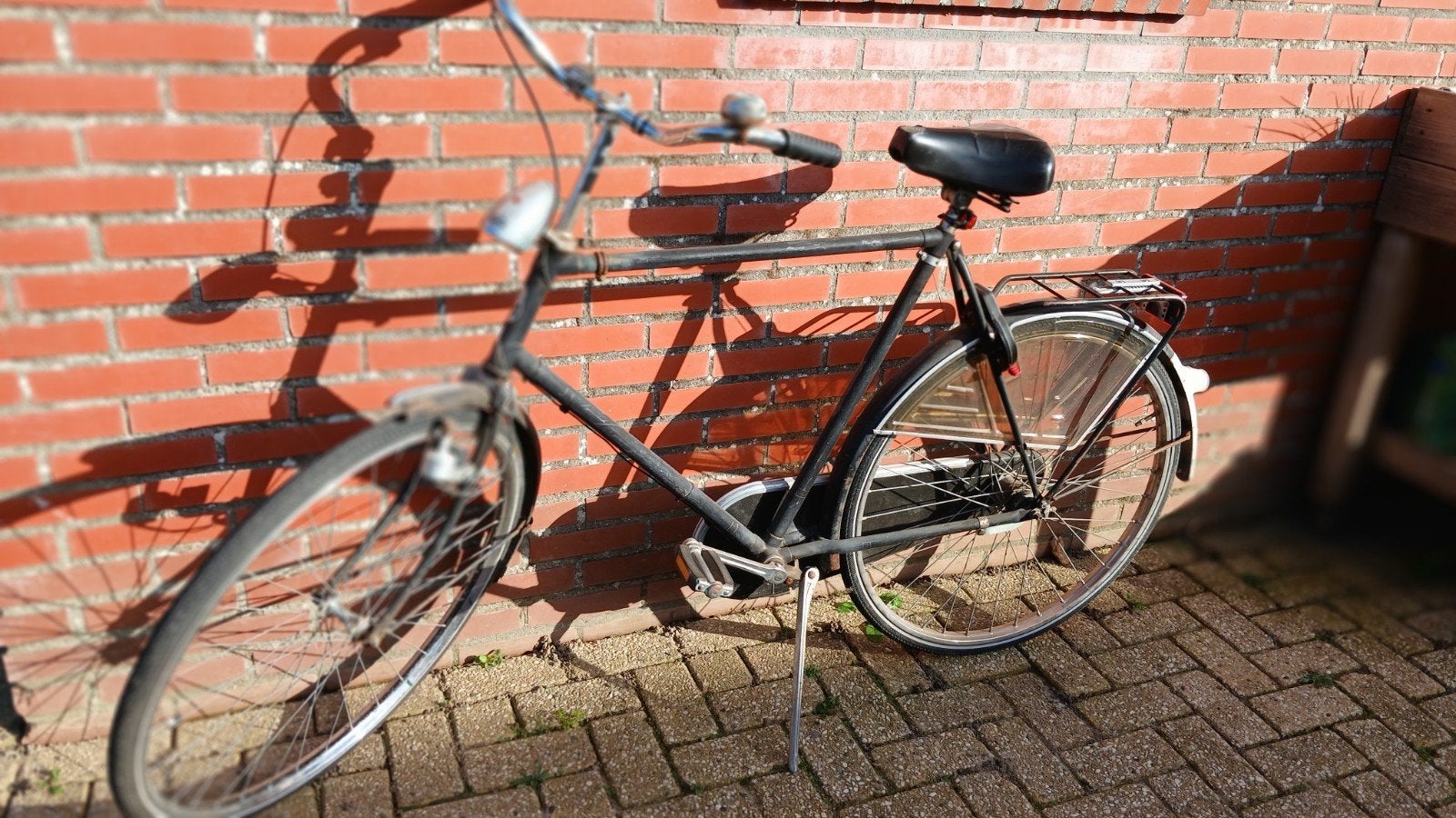 Oude zwarte stadsfiets - stationsfiets., Terugtraprem, Ophalen, Overige merken, 53 tot 56 cm