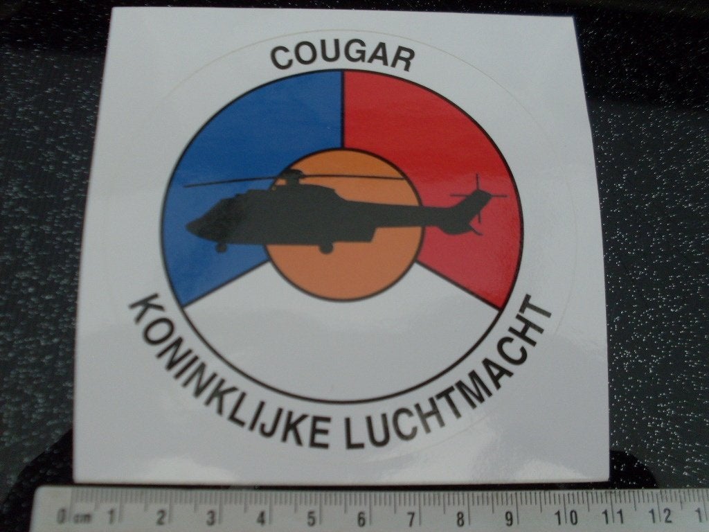 sticker cougar koninklijke luchtmacht KLu helikopter logo, Verzenden, Zo goed als nieuw, Bedrijf of Vereniging