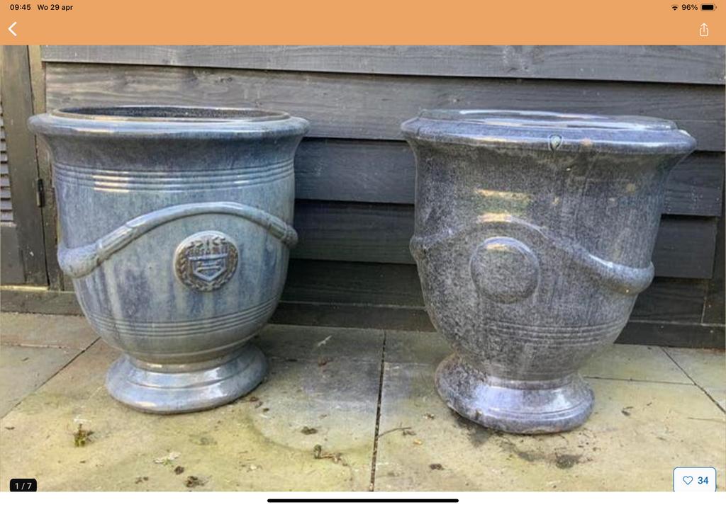 Grote tuinpotten aardewerk “anduze versaille”, Tuin en Terras, Bloempotten, Rond, Ophalen of Verzenden, Zo goed als nieuw, Aardewerk