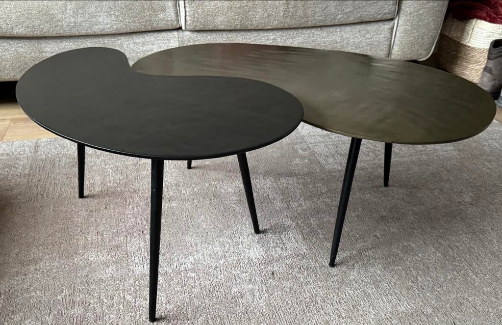 Set van 2 moderne salontafels, yin-yang design, Ophalen, Gebruikt, 50 tot 100 cm, 100 tot 150 cm