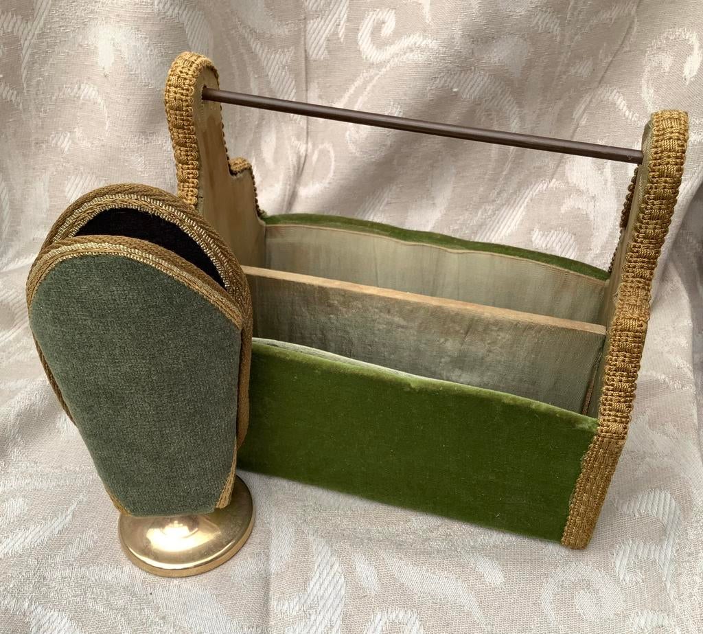 Buro set groen velours, brieven- en bril houder, Ophalen of Verzenden, Zo goed als nieuw, X, X