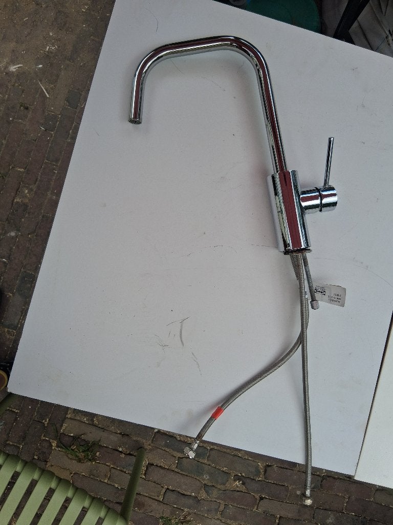 ALMAREN keukenmengkraan en dubbele LÅNGUDDEN spoelbak, Ophalen, Gebruikt, Chroom, Kraan