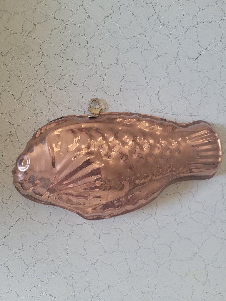 Vintage koperen vis decoratief aan een wildkroon, Heikant 21 Kaatsheuvel, Overige typen, Belle Vieille Brocante, Ophalen of Verzenden