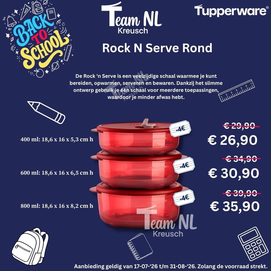 Tupperware Rock 'n Serve–magnetron,Bewaren& Serveren in één!, Schaal, Nieuw, Ophalen of Verzenden, Met deksel