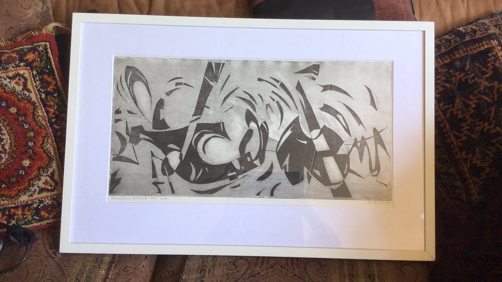 Arie Zuidersma (1925-2015) Ploeg - Ets in Lijst achter Glas-, Ophalen of Verzenden, Ets, Ingelijst