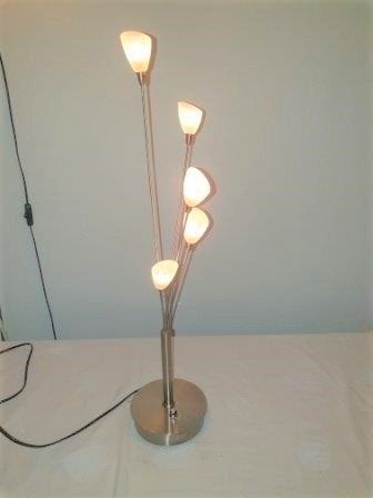Jan des Bouvrie RVS kast/tafel-lamp 5x12V ingebouwde dimmer, Huis en Inrichting, Lampen | Tafellampen, Overige merken, 68 cm, Ophalen of Verzenden