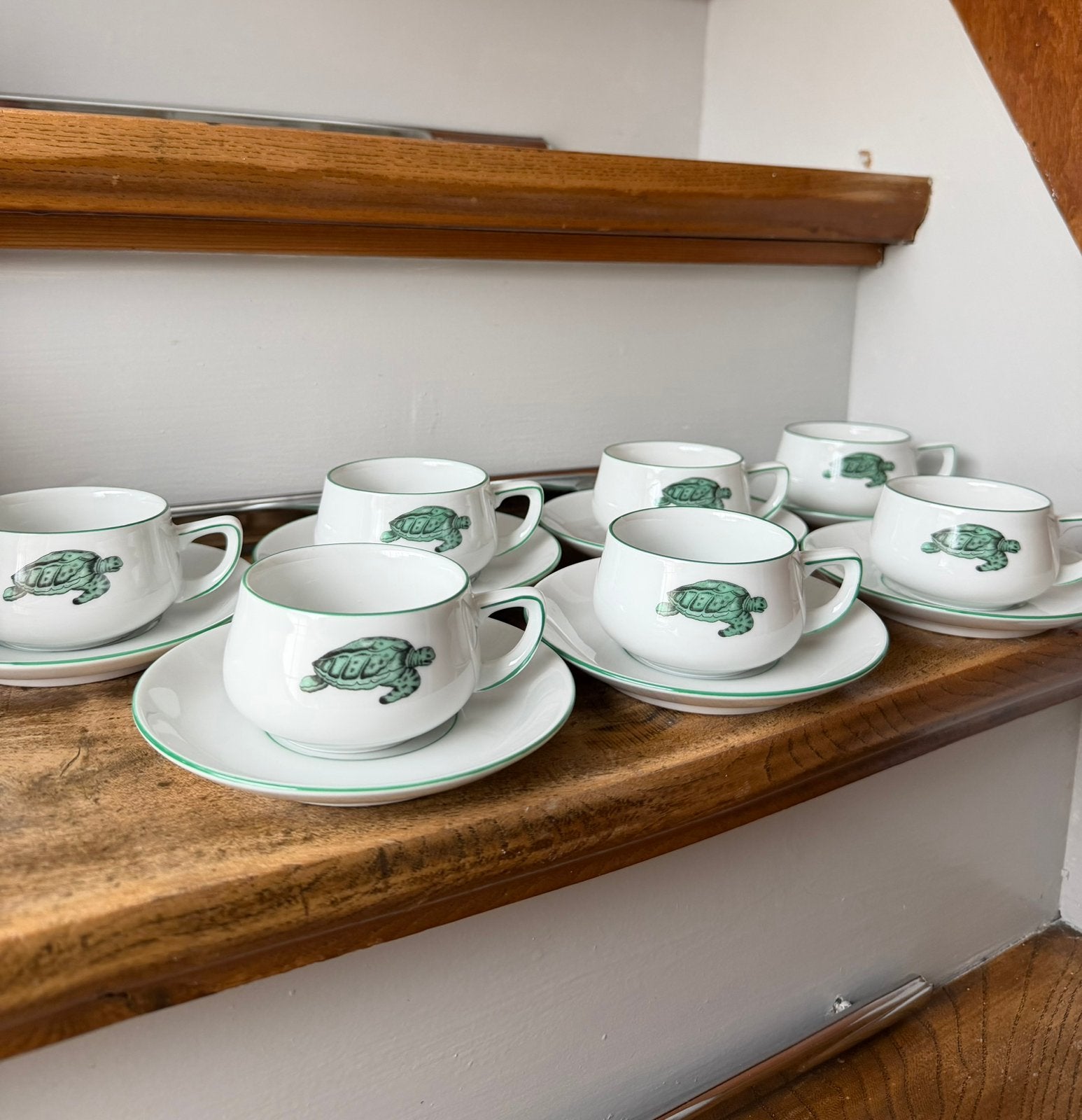 7x Thomas Lacroix schildpad kop met schotel, Huis en Inrichting, Keuken | Servies, Ophalen of Verzenden, Zo goed als nieuw, Overige stijlen