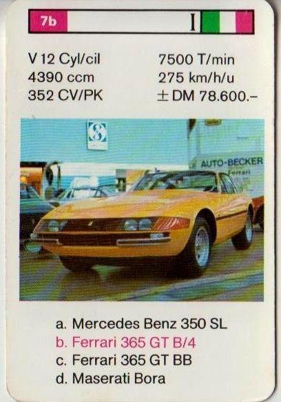 Kw461 autokaartje ferrari 365 gt b/4, Ophalen of Verzenden, Zo goed als nieuw, Auto's