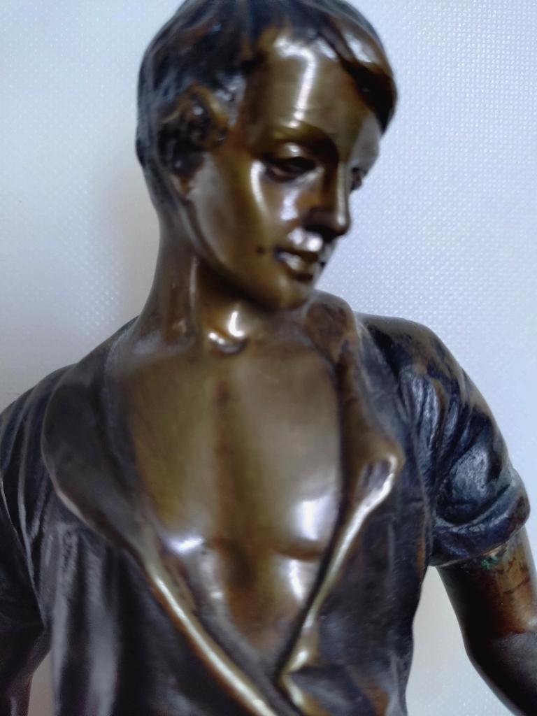 jonge smid met hoefijzer=GESIGNEERD=c a 1900=bronzen beeld, Ophalen of Verzenden, Brons