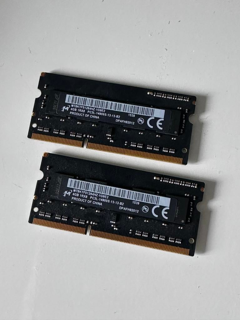 2x4GB PC3L-14900S Laptop RAM Geheugen, Computers en Software, RAM geheugen, Gebruikt, DDR3, Ophalen of Verzenden, Laptop