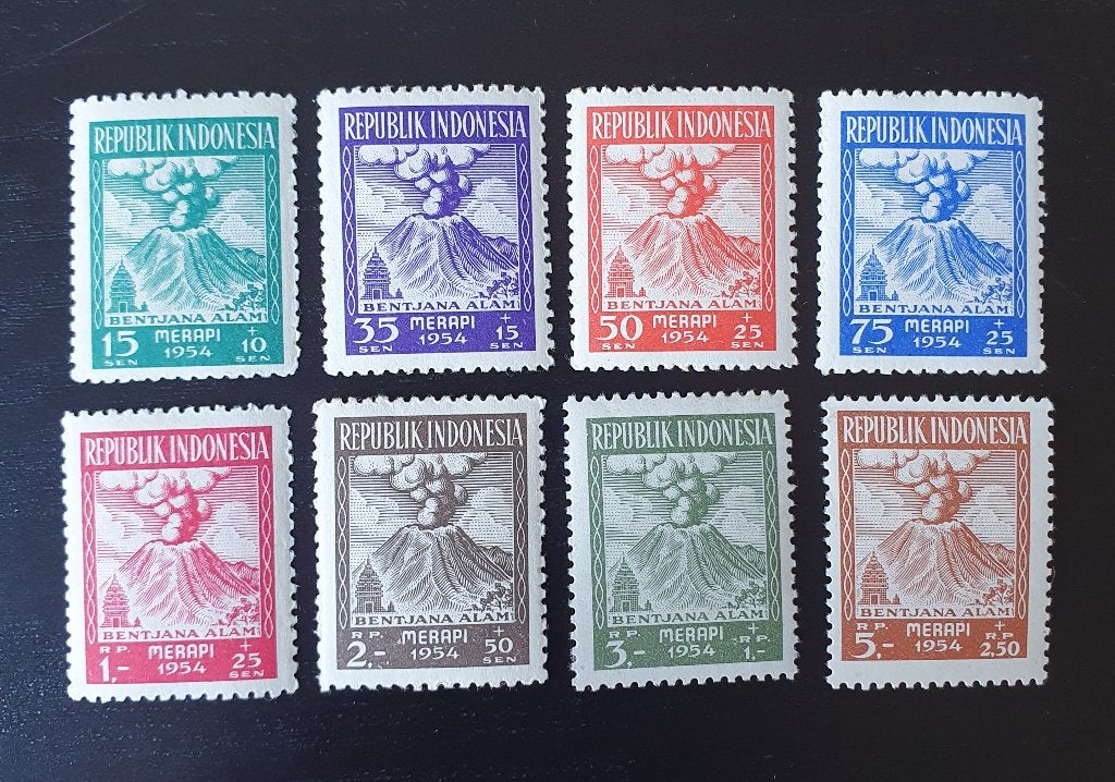 Indonesie 1954 Vulkaan Merapi Michel 120-127 postfris, Verzenden, Postfris, Zuidoost-Azië