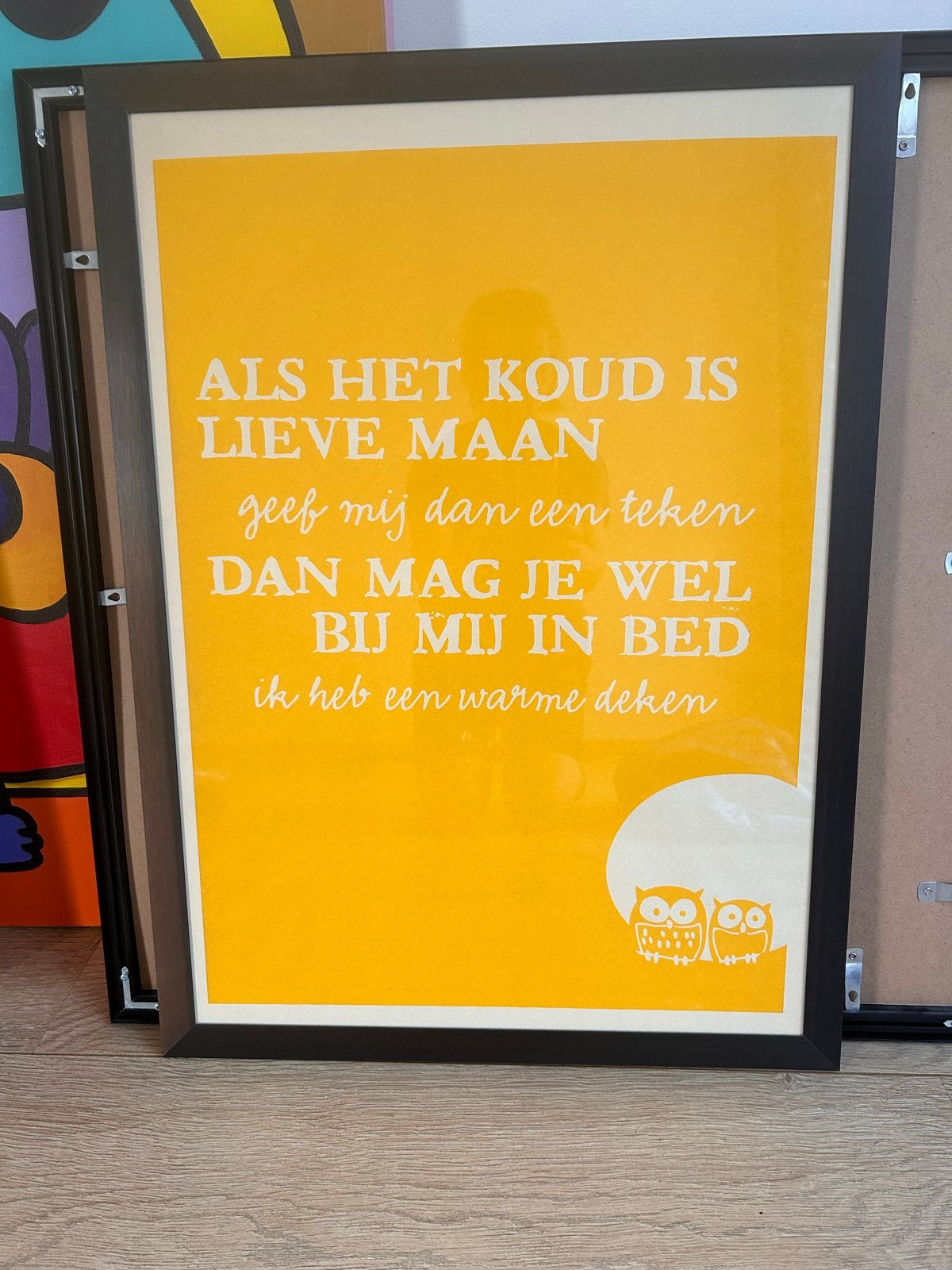 Poster handgeschept papier incl. lijst (60x90cm), Ophalen, Zo goed als nieuw, Foto of Poster, 75 – 100