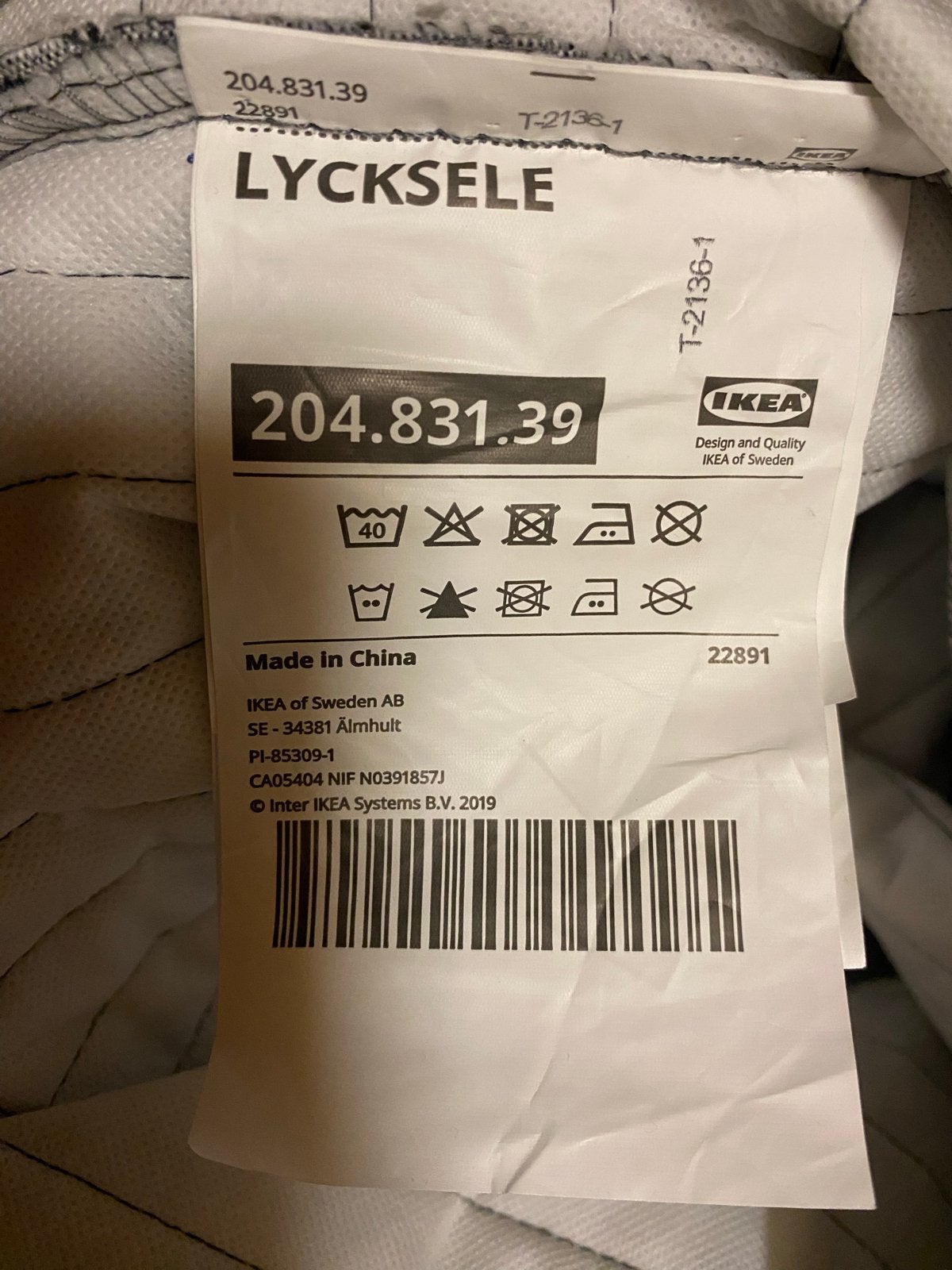 IKEA LYCKSELE grijze overtrek hoes 1 pers - Alleen ophalen, Ophalen, Gebruikt, Twee, Stof