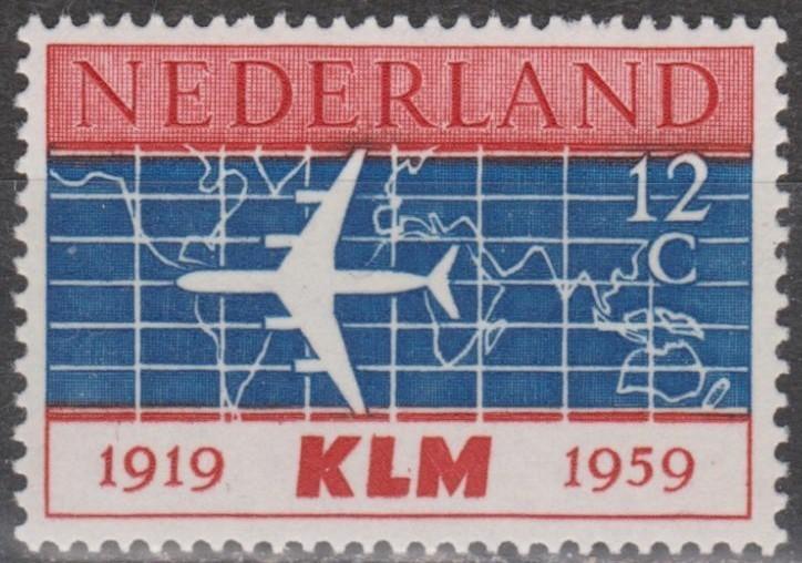 Nederland 1959 - nvph729 - 40 jaar KLM - plakkerafdrukje ab1, Postzegels en Munten, Verzenden, Na 1940