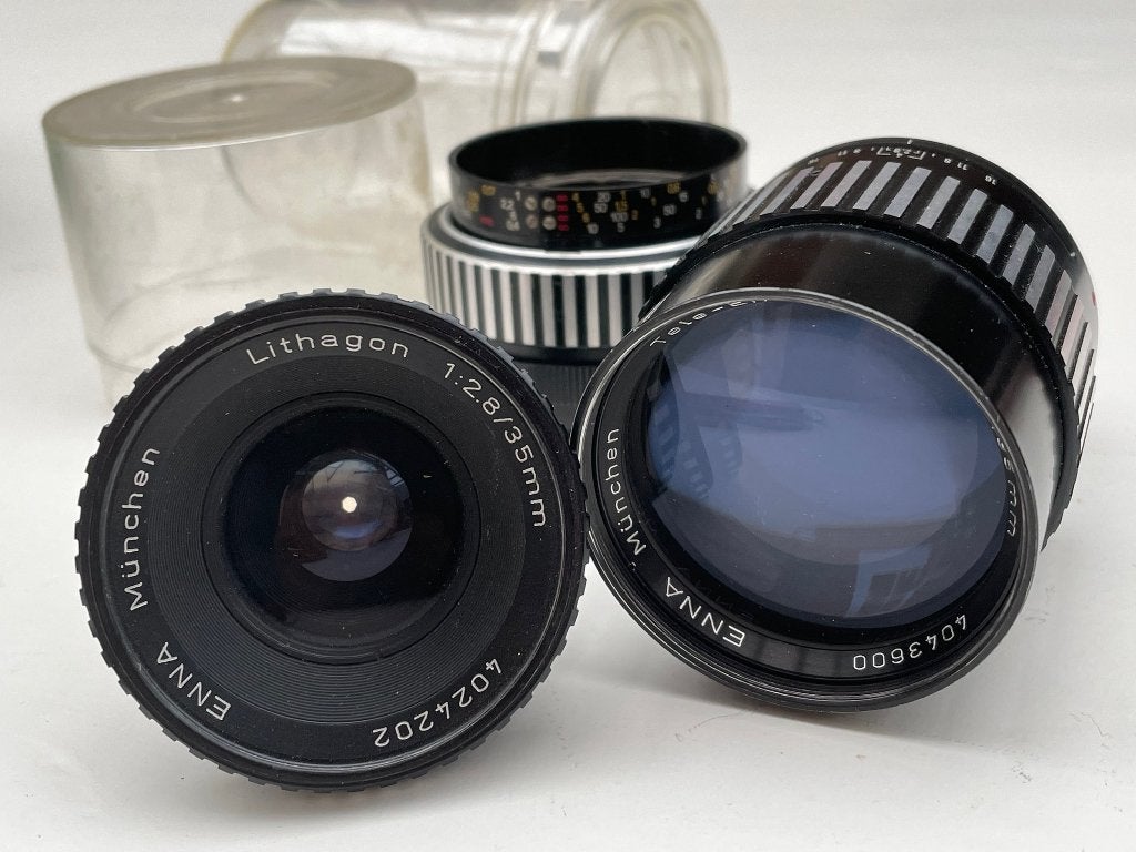 Vintage set ENNA Lithagon en Tele-Ennalyt met M42 SOCKEL, Ophalen of Verzenden