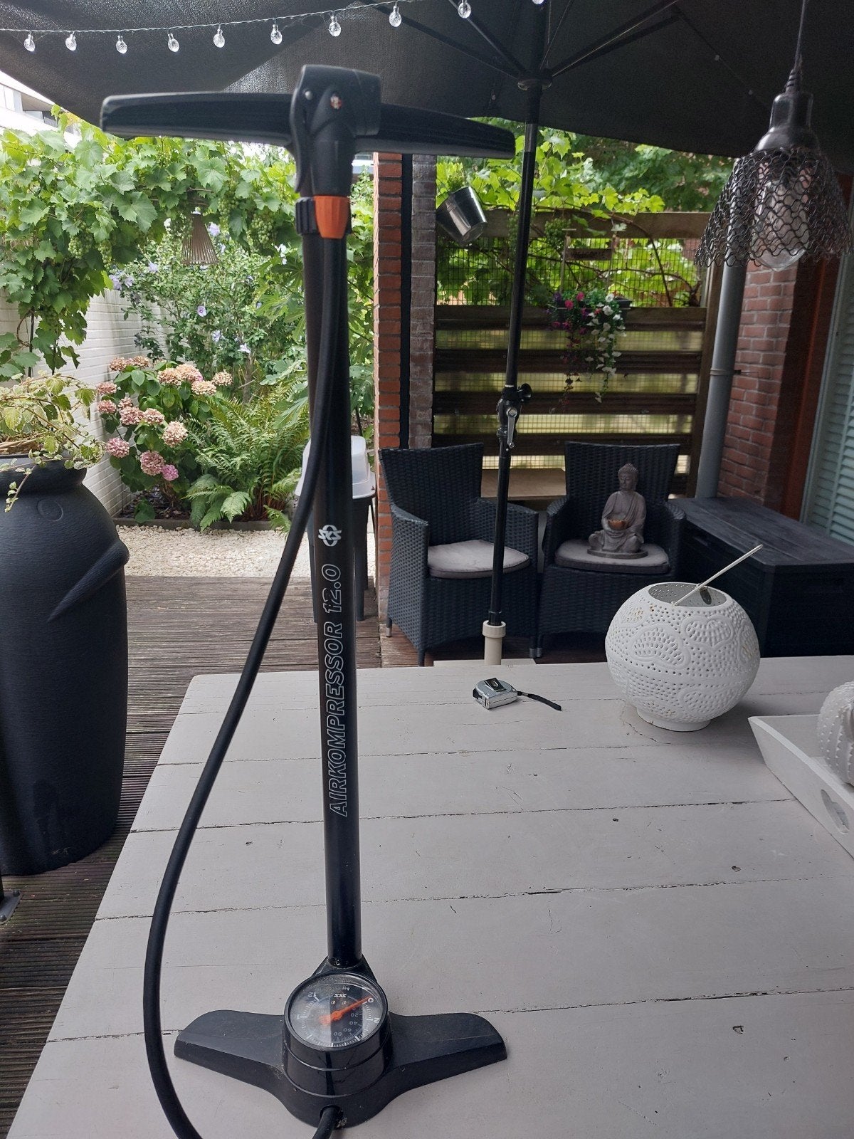 SKS Airkompressor 12.0 Vloerpomp met Drukmeter, Ophalen, Drukmeter, Gebruikt
