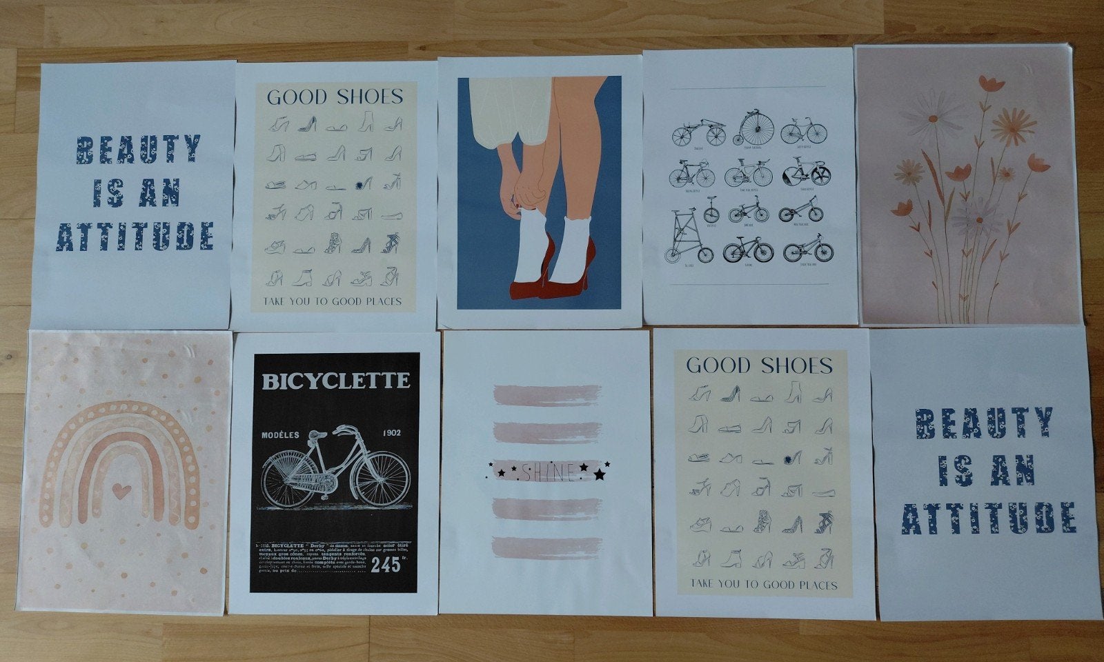 Set van 10 diverse posters - 30x40 cm, Minder dan 50 cm, Ophalen of Verzenden, Zo goed als nieuw, Foto of Poster