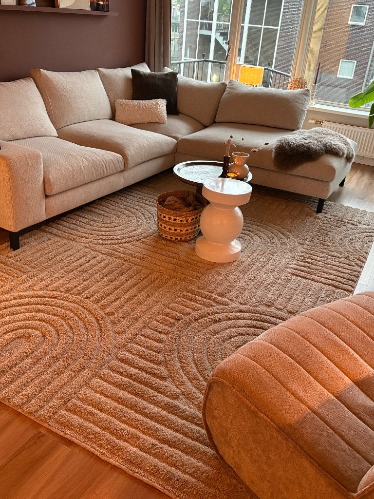 Vloerkleed, Beige, Ophalen of Verzenden, Zo goed als nieuw, Scandinavisch