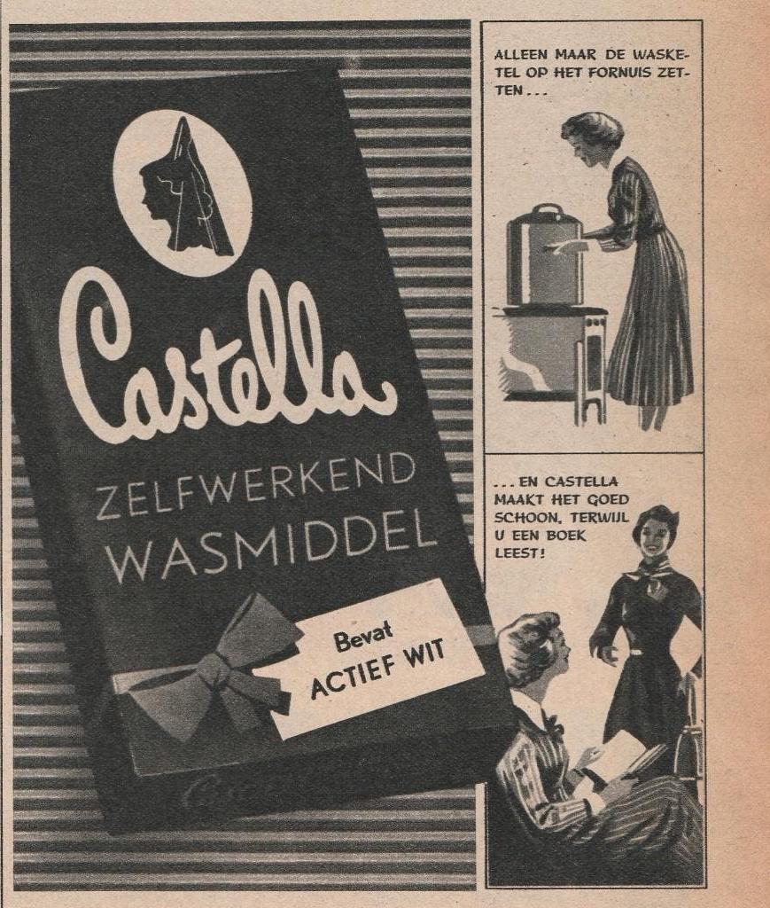 Retro reclame 1950 Castella Nijmegen wasmiddel wasketel, Verzamelen, Verzenden, Overige typen