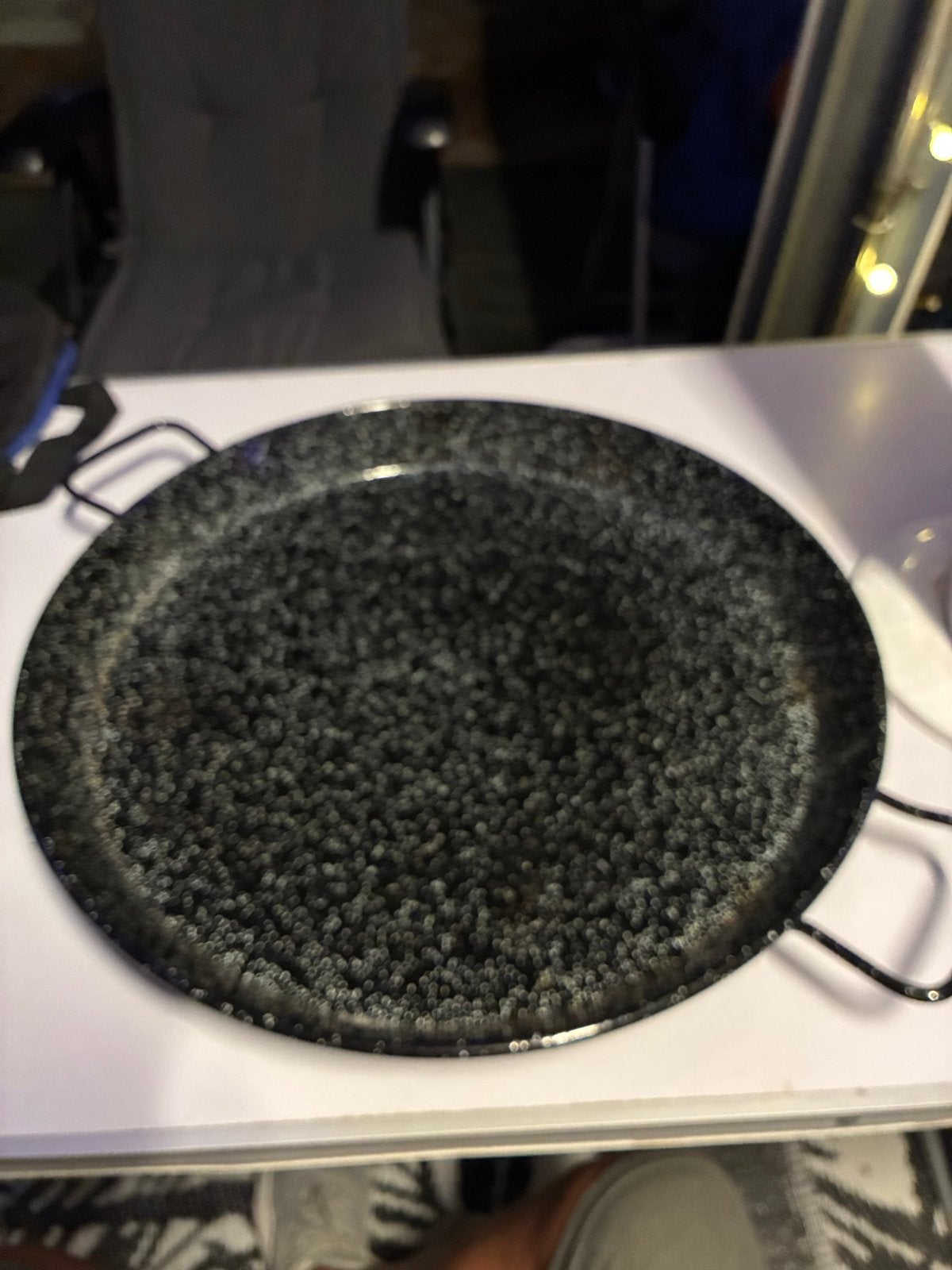 Zwarte paella pan met handvatten 47cm, Ophalen, Overige typen, Zo goed als nieuw, Zwart