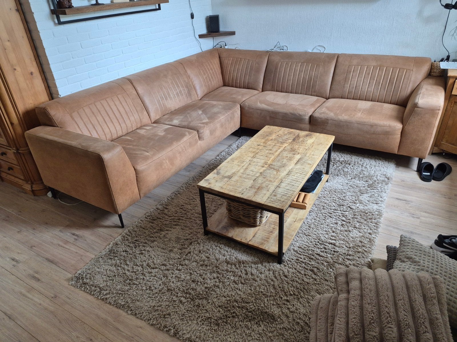 Te koop hoekbank leer, Ophalen, Gebruikt, Leer