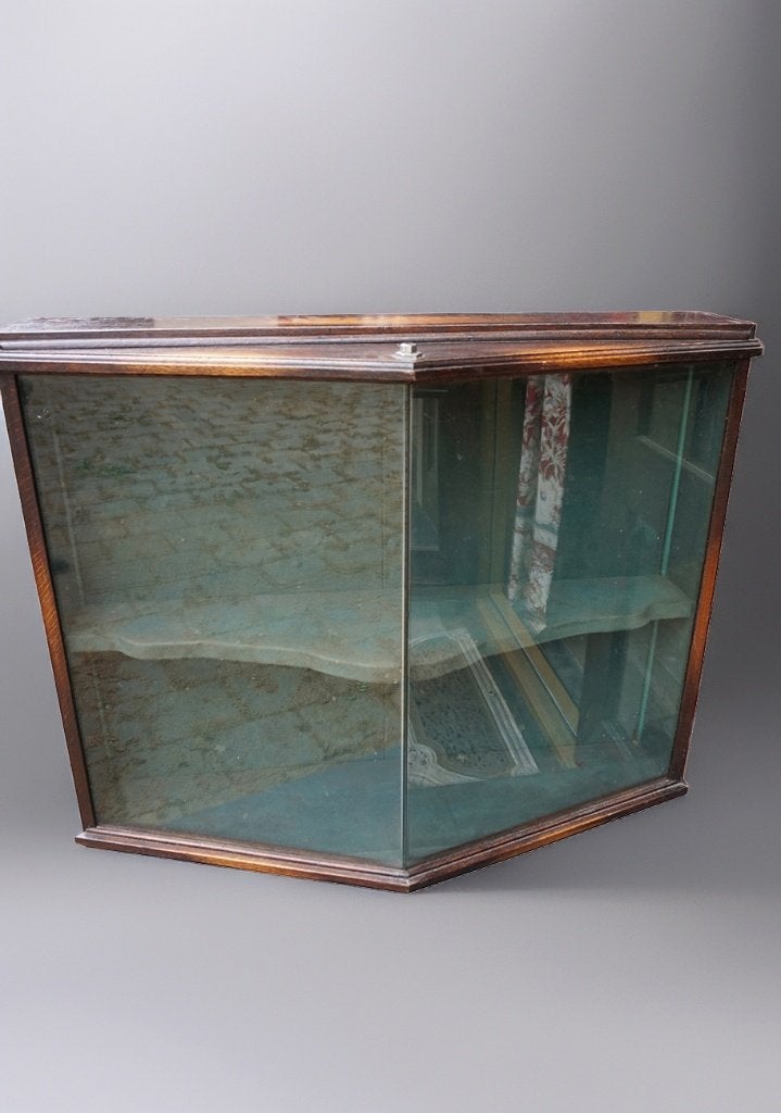 Vintage display hang- wand vitrine, van achteren te openen, Ophalen, Art Deco, Antiek, Gebruikt, Overige houtsoorten