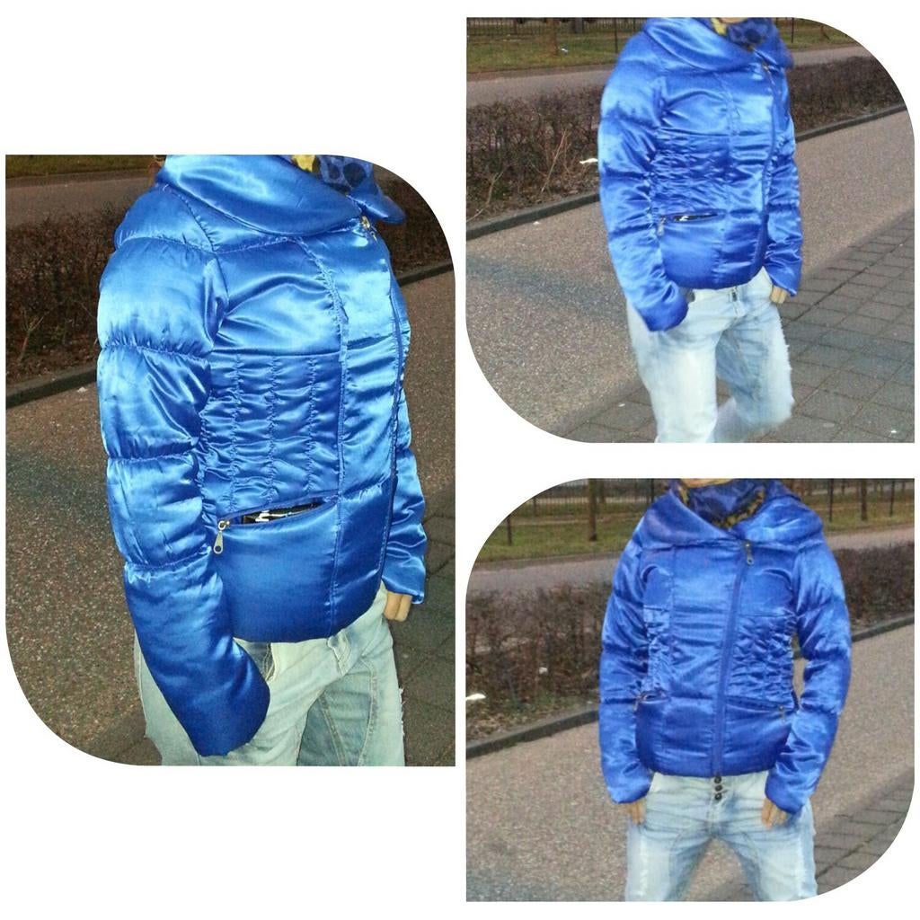 Blauw glamour winterjas maat s jas jassen plofkraag warm, Verzenden, Zo goed als nieuw, Maat 36 (S), Blauw
