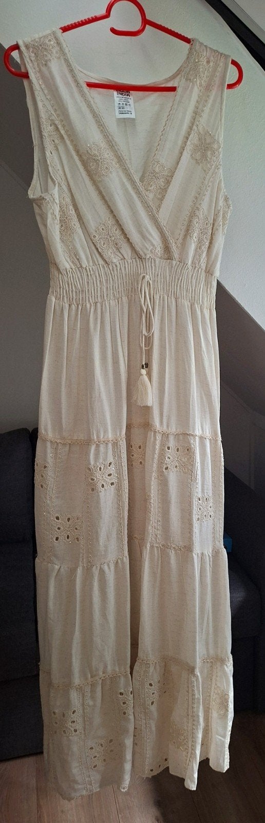 Boho Ibiza Stijl Maxi Jurk - One Size ecru kleur, Nieuw, Maat 38/40 (M), Moda India, Beige, Nieuw