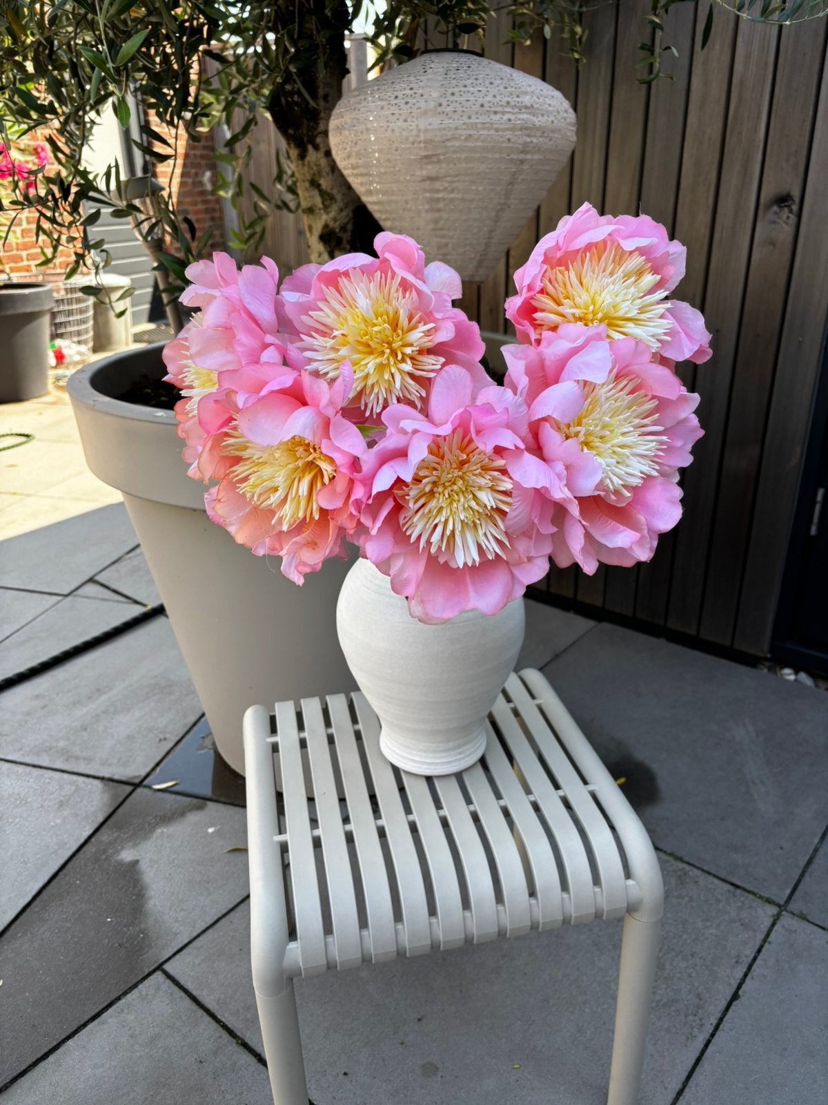 Silk ka pioenrozen boeket., Huis en Inrichting, Woonaccessoires | Kunstplanten en Kunstbloemen, Binnen, Roze, Silk-ka, Nieuw