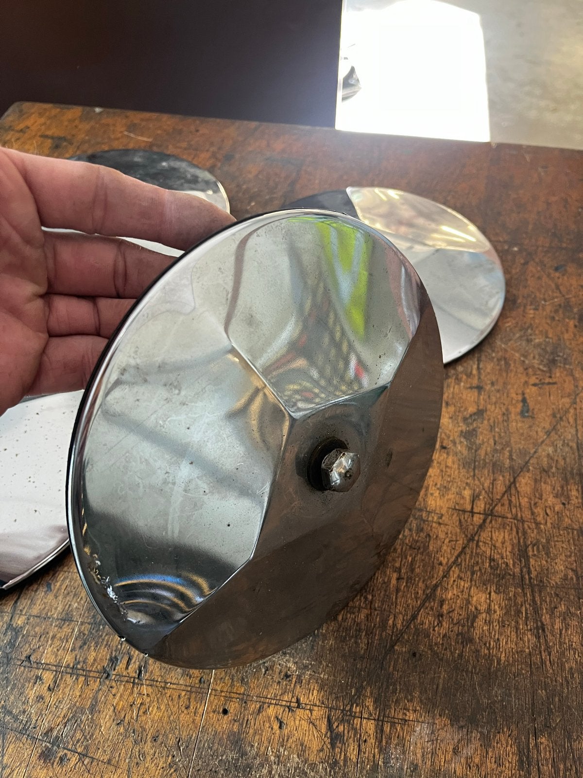 Set van 4 chromen wieldoppen - Gebruikt, Auto diversen, Wieldoppen, Gebruikt, Ophalen
