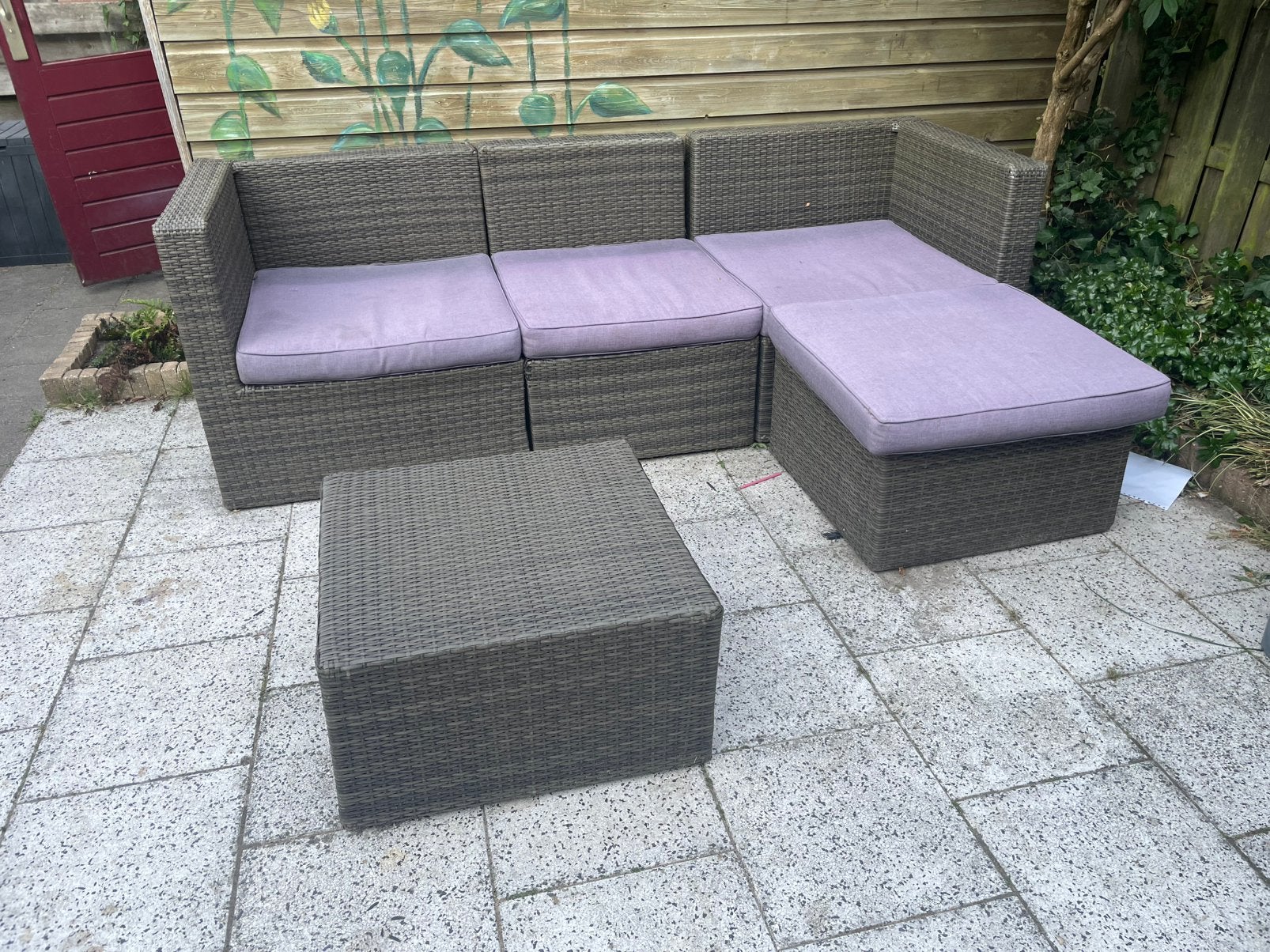 Gratis loungeset met kussens, Ophalen, Zo goed als nieuw, Wicker