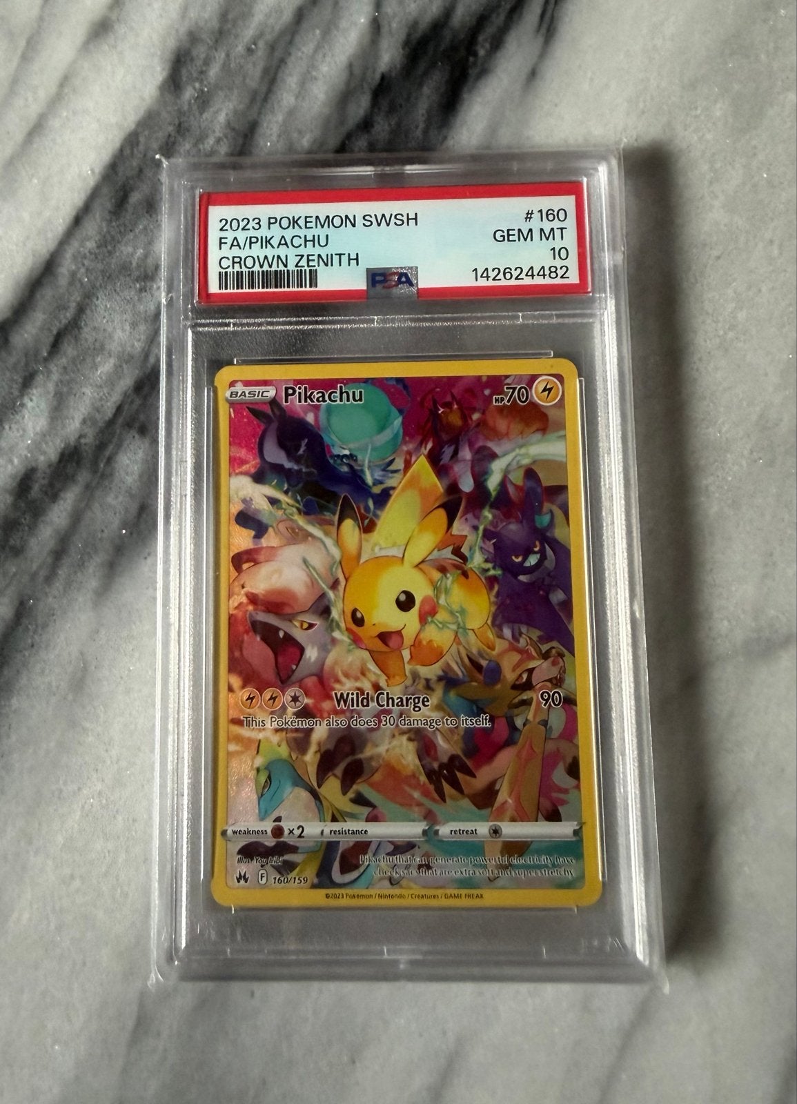 Pikachu 160/159 Crown Zenith PSA 10 Gem Mint, Ophalen of Verzenden, Nieuw, Losse kaart
