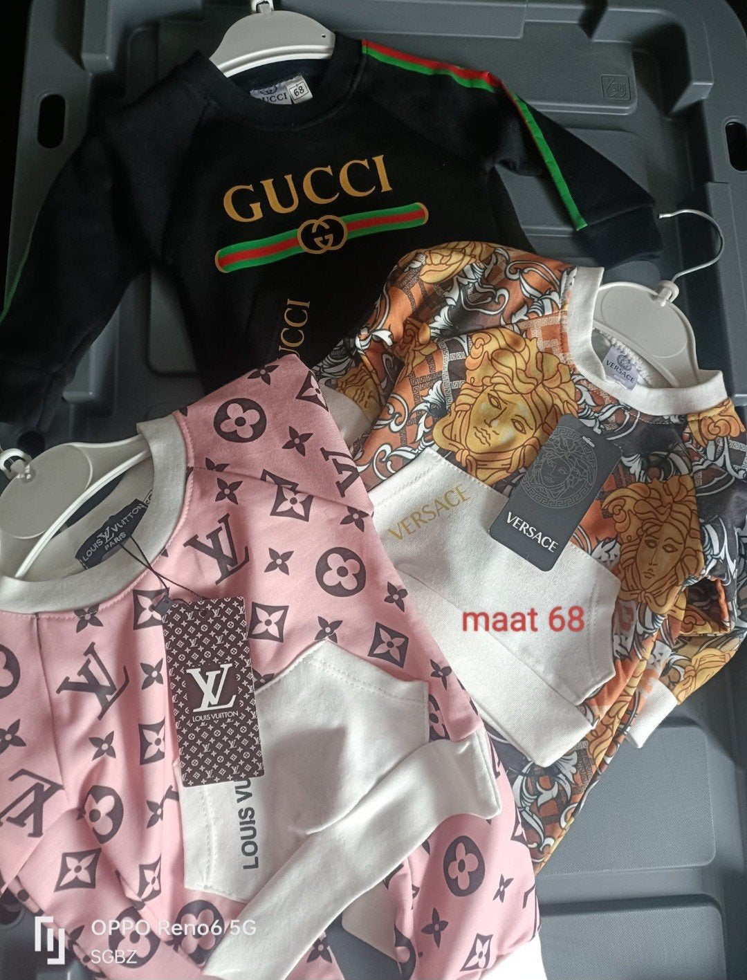 Baby kinder kleding 2 delig Gucci dior & Louis vuitton, Ophalen of Verzenden