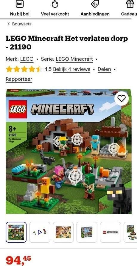 Lego Minecraft 21190 - Het Verlaten Dorp (gecontroleerd), Kinderen en Baby's, Speelgoed | Duplo en Lego, Minecraft, Lego, Ophalen of Verzenden