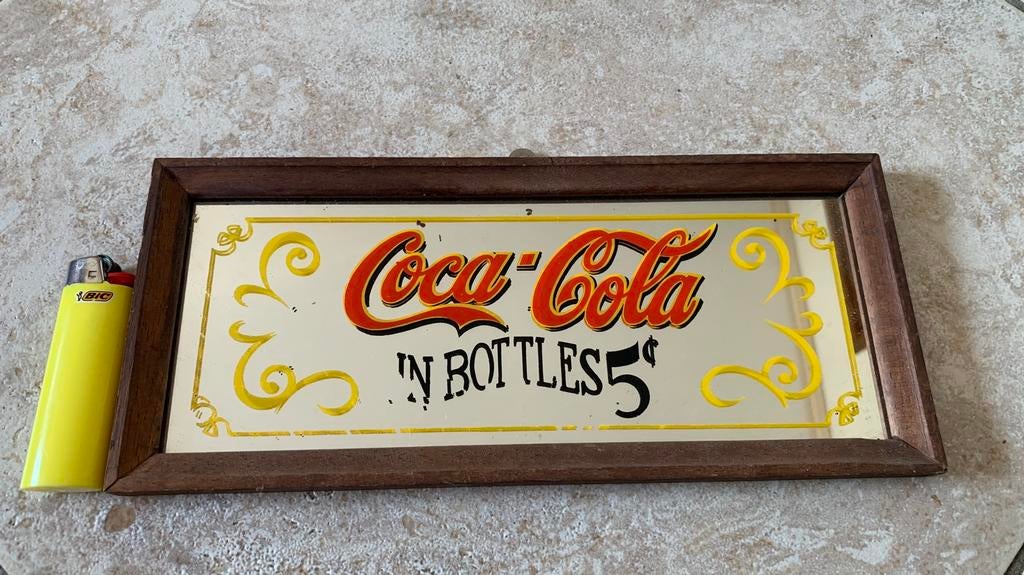 Te koop: Coca Cola Spiegel, Antiek en Kunst, Ophalen of Verzenden, Rechthoekig, Minder dan 50 cm, Minder dan 100 cm