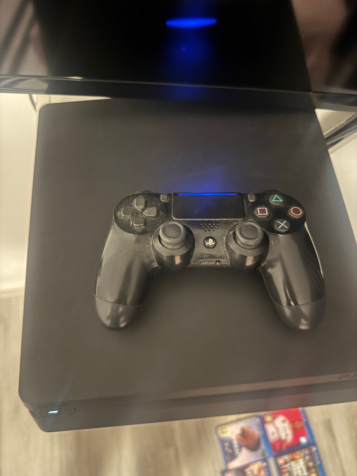 PlayStation 4 Slim met 6 spellen en controller, Online, Gebruikt, Vanaf 18 jaar, Ophalen of Verzenden